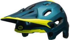 Bell Super DH Spherical MIPS Downhill-Helm - Mat/gloss Blue/hi Viz -Fahrradzubehör Geschäft 210178049 Bell Super DH Spherical mountain helmet matte gloss blue hi viz no chinbar front left