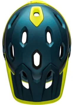 Bell Super DH Spherical MIPS Downhill-Helm - Mat/gloss Blue/hi Viz -Fahrradzubehör Geschäft 210178049 Bell Super DH Spherical mountain helmet matte gloss blue hi viz top