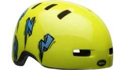 Bell Lil Ripper Kinder Fahrradhelm - Hi-viz/blue Bolt -Fahrradzubehör Geschäft 210208015 bell lil ripper youth helmet bolt gloss hi viz front right