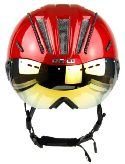 CASCO Roadster Plus Visier Fahrradhelm - Rot Glanz -Fahrradzubehör Geschäft CASCO ROADster Plus Glossy Red Visor Sunset front rgb 04 3628
